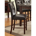 Benzara Leatherette Upholstered Wooden Counter Height Chair, Dark Cherry Brown, Set of 2