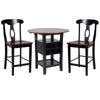 Benzara 3 Piece Counter Height Dining Room Set, Black & Oak Brown