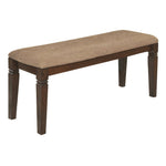 Benzara Fabric Upholstered Solid Wooden Bench, Light & Dark Brown