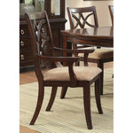 Benzara Solid Wooden Arm Chair With Beige Fabric Seat, Cherry Brown & Beige (Set of 2)