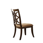 Benzara Solid Wooden Side Chair With Beige Fabric Seat, Cherry Brown & Beige (Set of 2)