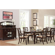 Benzara Solid Wooden Side Chair With Beige Fabric Seat, Cherry Brown & Beige (Set of 2)