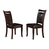 Benzara Leatherette Upholstered Wooden Side Chair, Dark Brown (Set of 2)