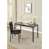 Benzara Faux Marble Writing Desk With Leatherette Upholstered Metal Chair, Black