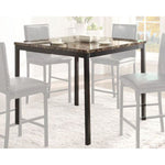 Benzara Counter Height Table In Metal Frame With Faux Marble Top, Black