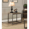 Benzara End Table In Metal Frame With Grey Weathered Wood, Grey