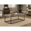 Benzara Cocktail Table In Metal Frame With Grey Weathered Wood, Grey