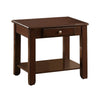 Benzara Solid Wooden End Table With Bottom Shelf & Drawer, Cherry Brown