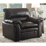 Benzara Bonded Leather Upholstered Chair With Padded Armrests, Black