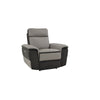 Benzara Dual Tone Leather And Fabric Power Reclining Chair, Taupe Gray