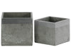 Benzara Square Cemented Flower Pot With Silver Banded Rim Top, Set of 2, Gray