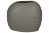 Benzara Ceramic Short Irregular Vase With Combed Design, Gray