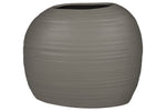 Benzara Ceramic Short Irregular Vase With Combed Design, Gray