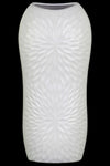Benzara Ceramic Tall Engraved Leaf Design Half Circle Vase, Large, White