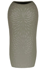 Benzara Ceramic Tall Engraved Leaf Design Half Circle Vase, Large, Gray