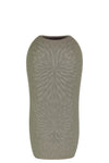 Benzara Ceramic Tall Engraved Leaf Design Half Circle Vase, Small, Gray