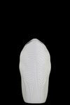 Benzara Ceramic Pyramidal Vase With Engraved Circle Design, Small, White