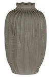 Benzara Ceramic Short Neck Round Patterned Vase With Wave Design, Large, Gray