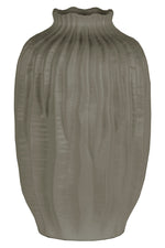 Benzara Ceramic Short Neck Round Patterned Vase With Wave Design, Large, Gray