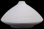 Benzara Ceramic Short Flared Belly Vase with Small Mouth And Tapered Bottom, Large, White