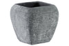 Benzara Cement Square Pot with Recessed Lip And Tapered Bottom, Large, Gray