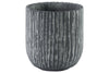 Benzara Cement Round Pot with Tapered Bottom in Broomed Finish, Large, Gray