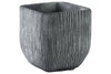 Benzara Cement Broomed Finish Square Pot with Tapered Bottom, Large, Gray