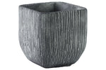 Benzara Cement Broomed Finish Square Pot with Tapered Bottom, Large, Gray
