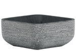Benzara Cement Broomed Finish Low Square Pot with Tapered Bottom, Dark Gray