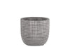 Benzara Cement Engraved Square Lattice Design Pot with Tapered Bottom, Small, Light Gray