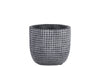 Benzara Cement Engraved Square Lattice Design Pot with Tapered Bottom, Small, Dark Gray