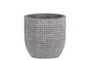 Benzara Cement Engraved Square Lattice Design Pot with Tapered Bottom, Medium, Light Gray