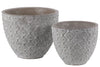 Benzara Cement Round Embossed Concentric Circle Design Pot, Set of 2, Gray