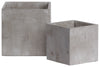 Benzara Cement Square Pot in Concrete Finish, Set of 2, Gray