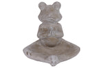 Benzara Meditating Frog Figurine in Namaskara Position with Candle Holder, Gray