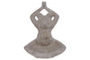 Benzara Meditating Frog Figurine in Overhead Namaskara Position with Candle Holder, Gray
