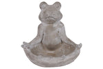 Benzara Meditating Frog Figurine in Gyan Position with Candle Holder, Gray