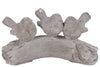 Benzara Three Bird Figurines Sitting on Branch in Concrete Finish, Gray