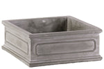Benzara Cement Low Square Planter Box in Washed Concrete Finish, Gray