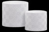 Benzara Stoneware Embossed Lattice Concentric Diamond Design Pot, Set of 2, White