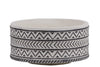 Benzara Stoneware Wide Round Pot with Black Embossed Lattice Chevron Design, Small, White