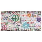 Benzara Distressed Wooden Wall Plaques with Colorful Doodles, Set of 2