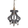 Benzara Wood and Iron Chandelier with Crystal Hanging, Gray & Gold
