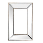 Benzara Wood and Glass Wall Art with Beveled Edges, Silver