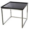 Benzara MDF Top Side Table with Metal Base, Black & Silver