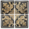 Benzara Distressed Fresco Panels with Traditional Motif in Wood, Black & Gold, Set of 4