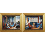 Benzara Wooden Framed Musicians Linen Wall Art, Multicolor, Set of 2