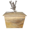 Benzara Wood Lidded Jar with Aluminum Tree Branch Top, Brown