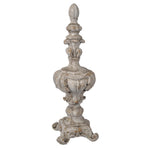 Benzara Well Carved Cemented Finial Accent, Cream
