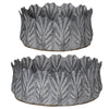 Benzara Galvanized Metal Bowls with Embossed Design, Gray, Set of 2